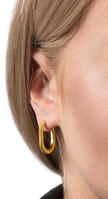 Troli Minimalist auksinis-plated oval steel earrings