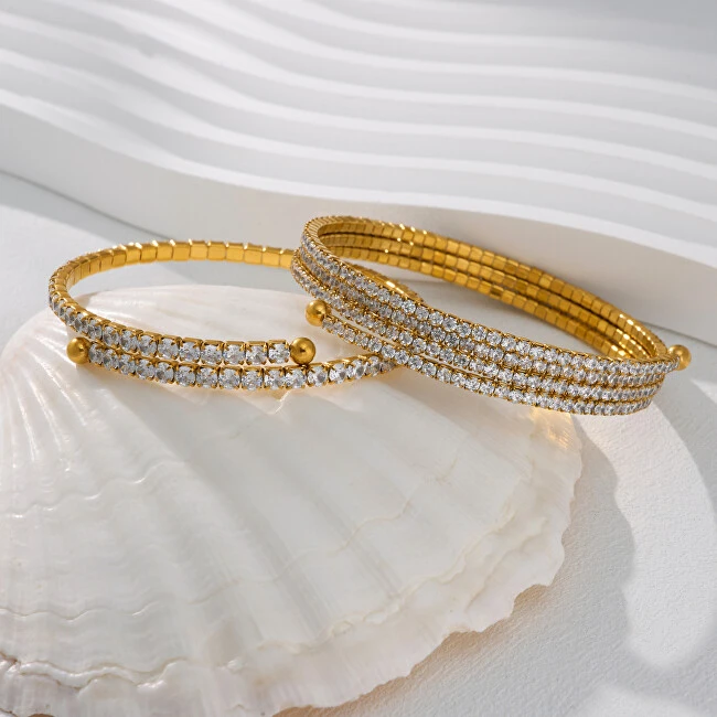 Troli Multilayer auksinis-plated bracelet with zircons Gold