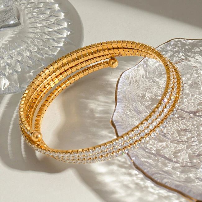 Troli Multilayer auksinis-plated bracelet with zircons Gold