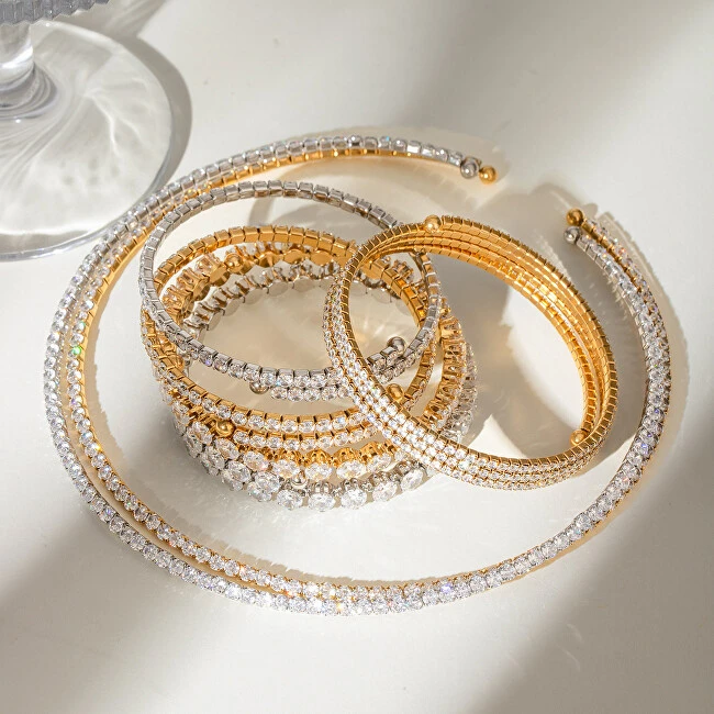 Troli Multilayer auksinis-plated bracelet with zircons Gold
