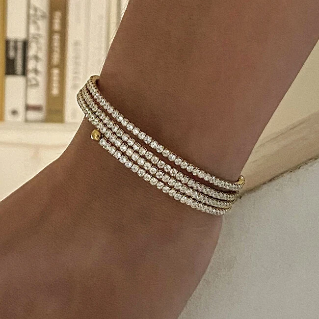 Troli Multilayer auksinis-plated bracelet with zircons Gold