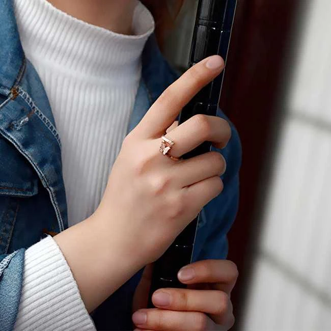 Troli Romantiškas plieno žiedas su drugeliu