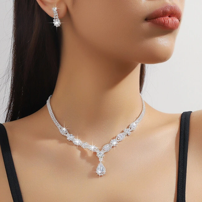 Troli Set of elegant jewelry with crystals (pakabukas, earrings)