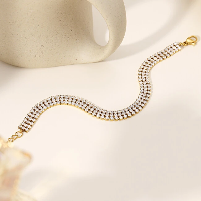 Troli Shiny auksinis-plated bracelet with clear zircons Gold