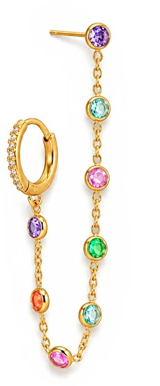 Troli Single chain earring with colored crystals Gold