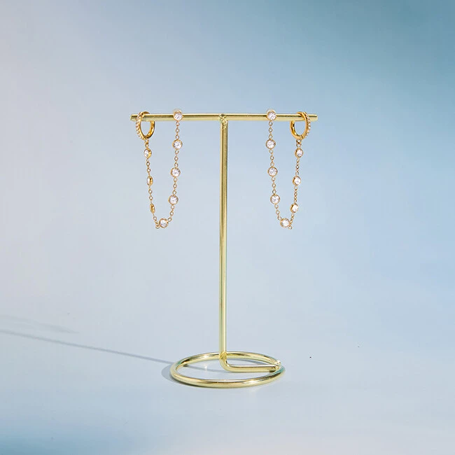 Troli Single chain earring with zircons Gold