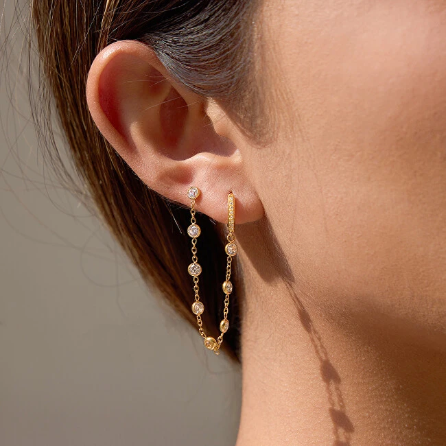 Troli Single chain earring with zircons Gold
