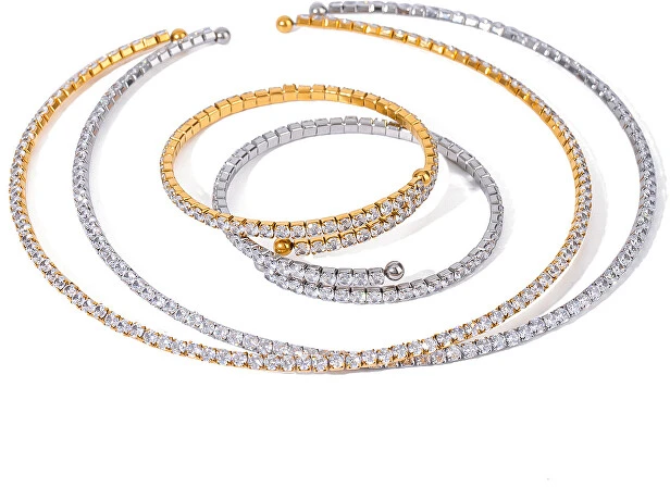 Troli Solid steel pakabukas with clear zircons Sidabrinis