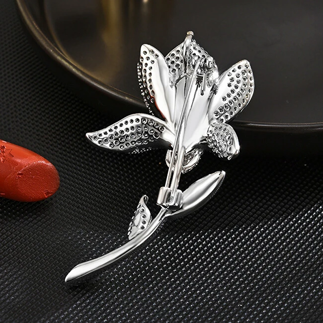 Troli Sparkling brooch in the shape of a blooming flower Sidabrinis