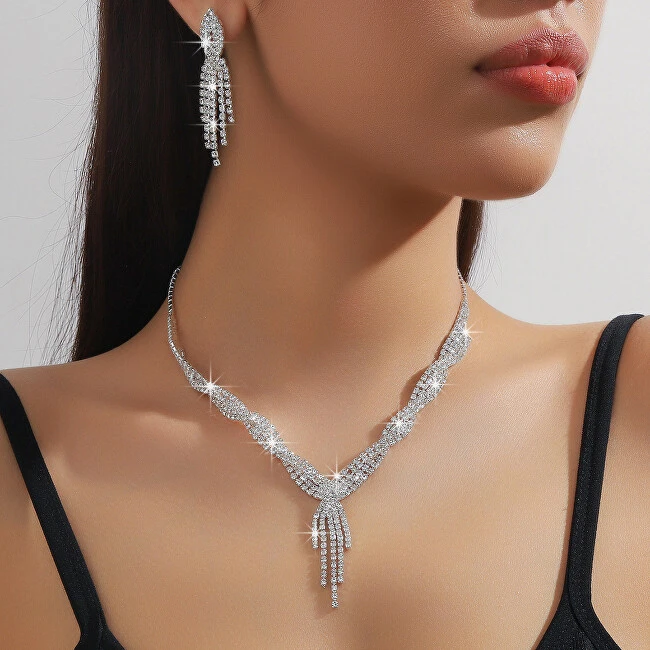 Troli Sparkling jewelry set with crystals (pakabukas, bracelet, earrings)