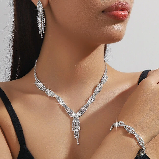 Troli Sparkling jewelry set with crystals (pakabukas, bracelet, earrings)
