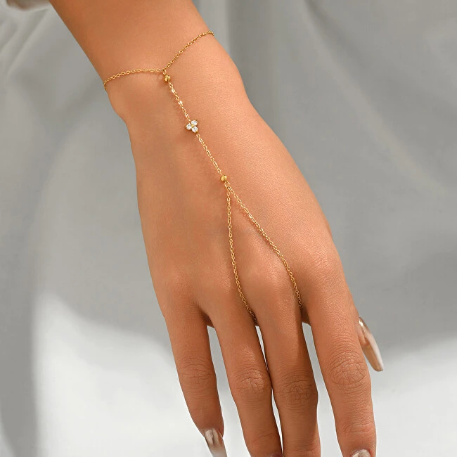 Troli Stylish steel bracelet with finger loop Sidabrinis