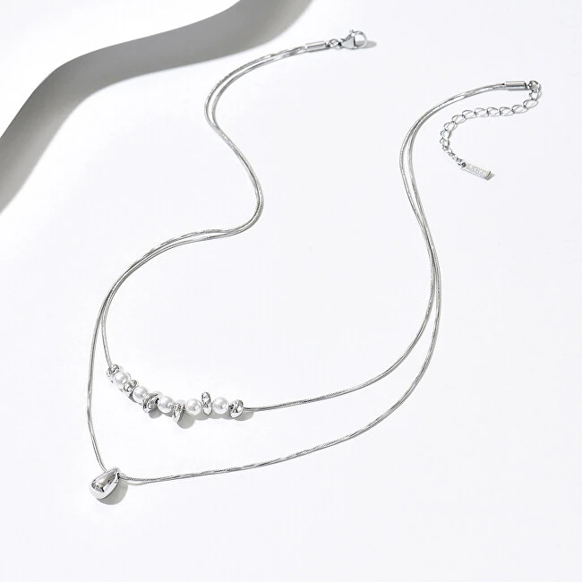 Troli Tear Drop Sidabrinis Double Steel Necklace