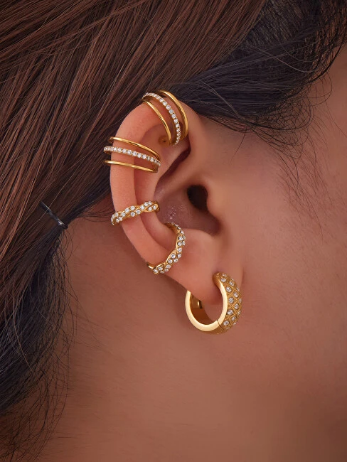 Troli Triple auksinis-plated single earrings with zircons Gold
