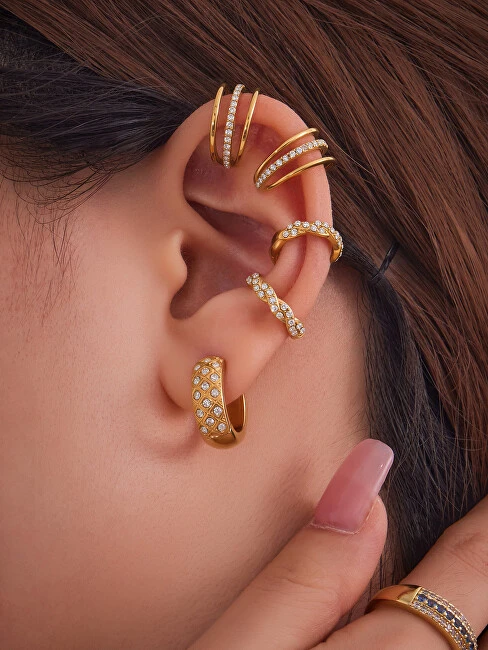 Troli Triple auksinis-plated single earrings with zircons Gold