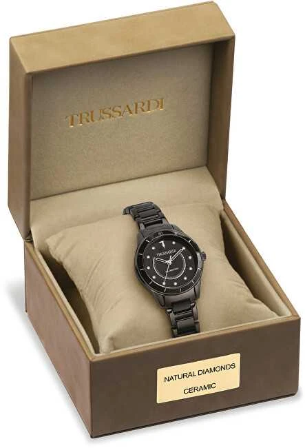 Laikrodis TRUSSARDI R2453151501. Kvarcas, Juoda Spalva. Moteris.