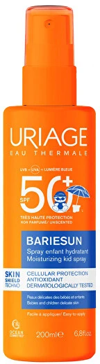 Uriage Bariésun Moisturizing Kid Purškiklis SPF 50+ drėkinamasis veido ir kūno purškiklis nuo saulės vaikams, 200 ml
