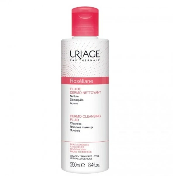"Uriage Roséliane Dermo Cleansing Fluid" valomasis fluidas sausai, į raudonį linkusiai odai 250ml