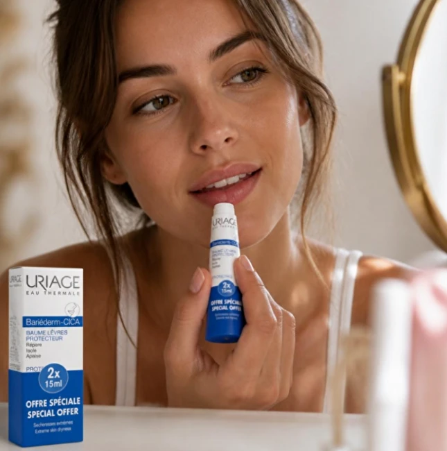 Uriage Bariederm Cica-Lips apsauginiai lūpų balzamai, 2 x 15 ml
