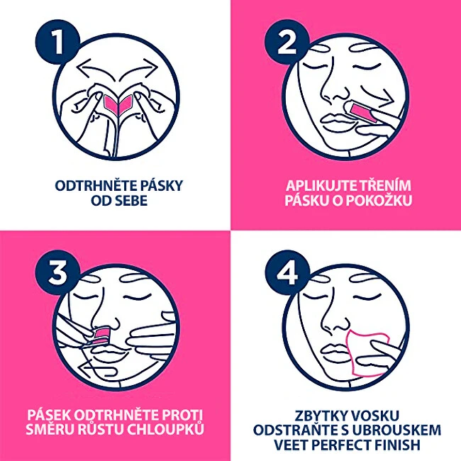 Veet Professional Wax Strips Veido depiliacijos priemonė moterims, 40 vnt