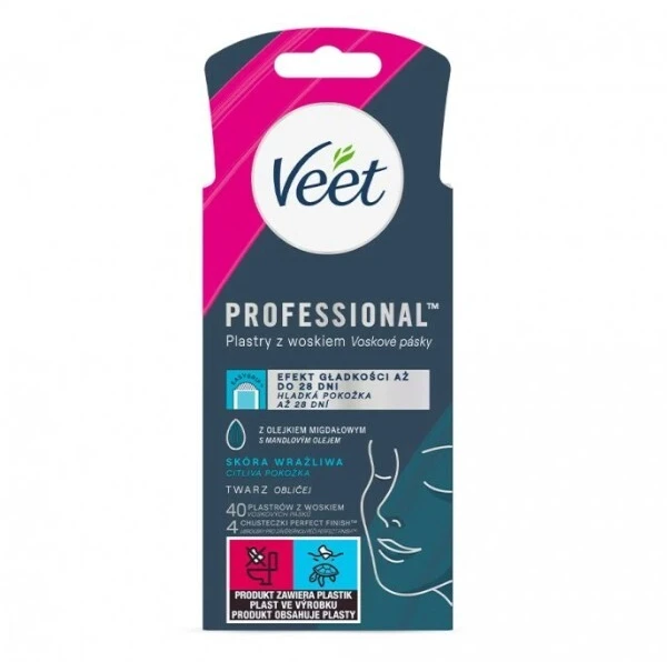Veet Professional Wax Strips Veido depiliacijos priemonė moterims, 40 vnt
