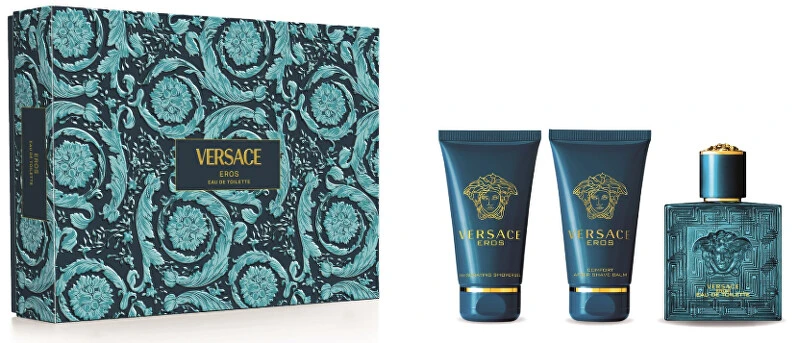 Kvepalų rinkinys vyrams Versace Eros (EDT 50 ml, dušo želė 50 ml, balzamas po skutimosi 50 ml)