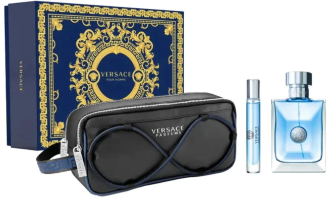 Versace Pour Homme EDT rinkinys vyrams (EDT 100 ml + EDT 10 ml + Kosmetinis krepšelis)