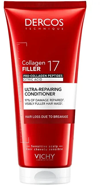 Vichy Dercos Ultra-Repair Collagen Filler 17 Conditioner intensyvaus poveikio gaivinamasis plaukų kondicionierius, 200 ml
