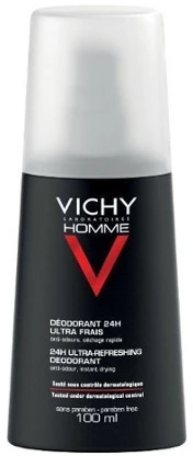 Vichy Homme Dezodorantas Ultra Frais 24 Hour gaivinantis antiperspirantas vyrams, 100 ml
