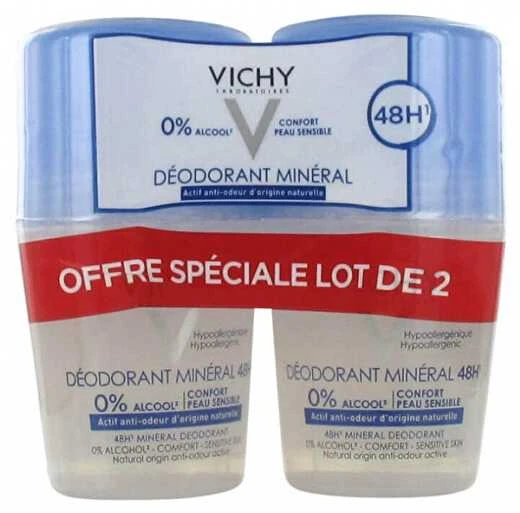 "Vichy" mineralinio dezodoranto rutuliukų rinkinys (mineralinis dezodorantas) 2 x 50 ml