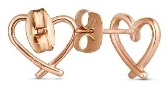 Vuch Emery Rose Gold Heart minimalistiniai bronziniai auskarai