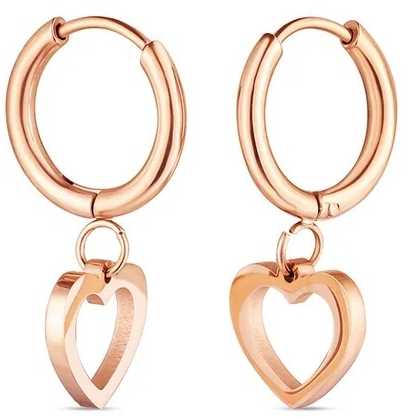 Vuch Širdies lanko auskarai iš paauksuoto plieno Glimmer Rose Gold
