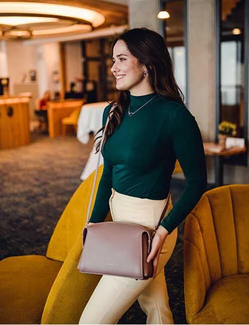 Vuch Moteriška odinė crossbody rankinė Lison Dusty Rožinė