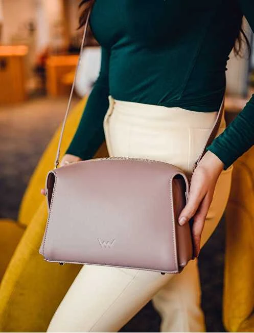 Vuch Moteriška odinė crossbody rankinė Lison Dusty Rožinė