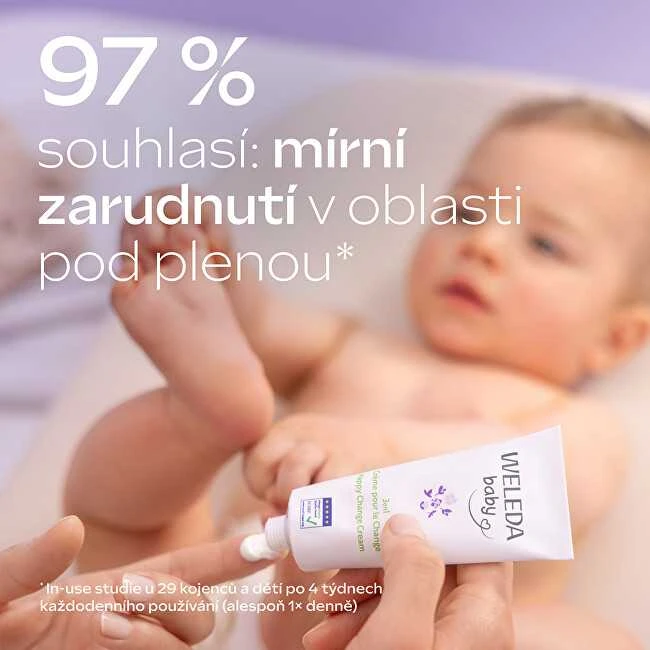 Weleda Baby Derma 3In1 Nappy Change Change vystyklų keitimo kremas jautriai kūdikių odai, 50 ml
