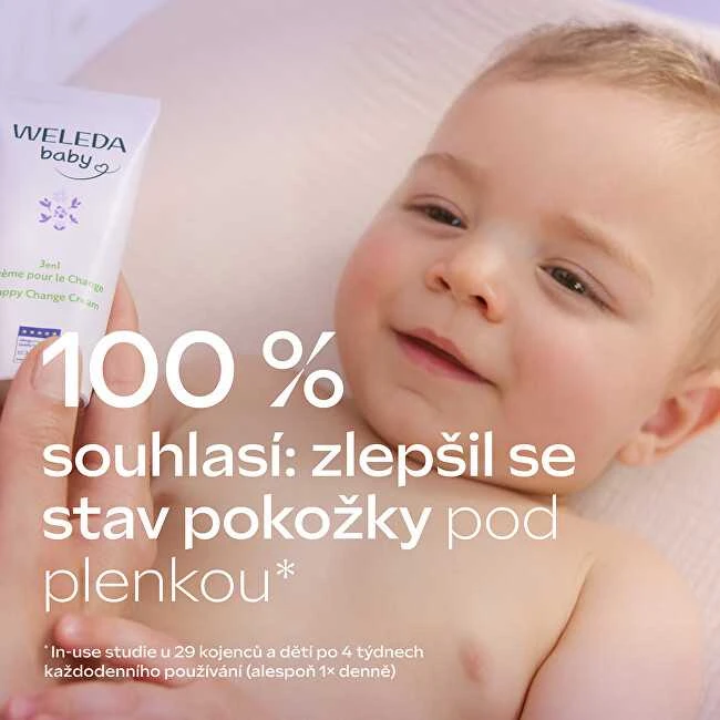 Weleda Baby Derma 3In1 Nappy Change Change vystyklų keitimo kremas jautriai kūdikių odai, 50 ml