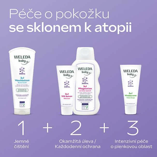 Weleda Baby Derma 3In1 Nappy Change Change vystyklų keitimo kremas jautriai kūdikių odai, 50 ml