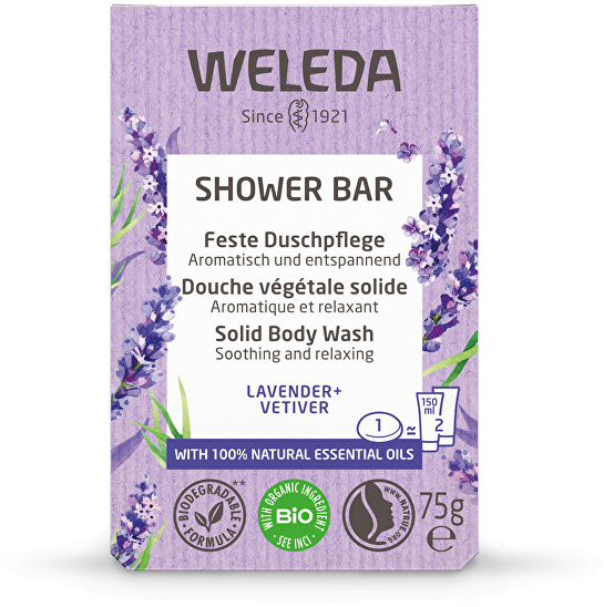 Weleda Shower Bar Lavender + Vetiver Bar Soap moterims, 75 g