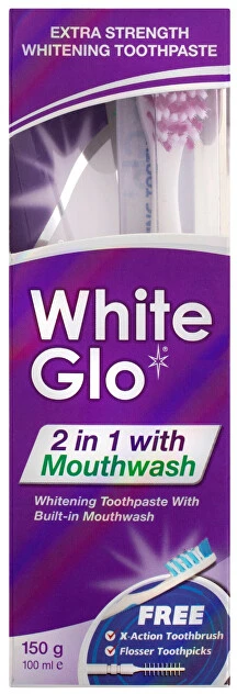 White Glo Baltas Glo Baltas Glo 2 viename su burnos skalavimo skysčiu, 100 ml
