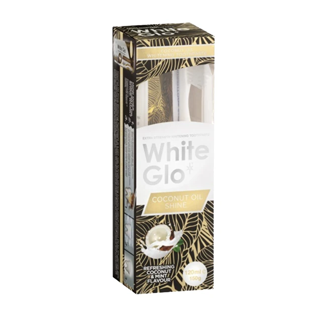 White Glo Baltas Glo Baltas Glo Coconut Oil Shine kokosų dantų pasta su mėtomis 120ml