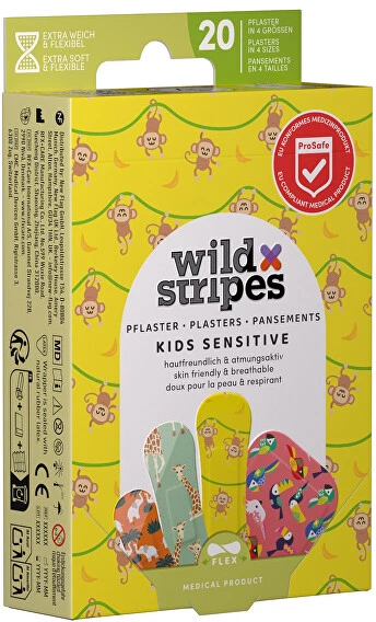 „Wild Stripes“ vaikams skirti jautrūs džiunglių vibracijos pleistrai, 20 vnt.
