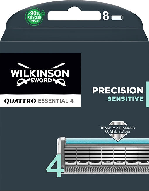 Wilkinson Sword Quattro Essential 4 Keičiami peiliukai vyrams, 1 pakuotė