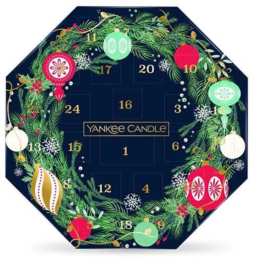 Yankee Candle advento kalendorius su eglės vainiko dekoru