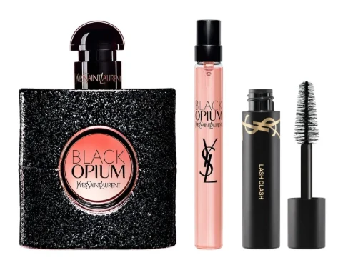 Yves Saint Laurent YSL Juodas Opium Giftset dovanų rinkinys moterims (EDP, 50 ml + EDP, 10 ml + YSL Lash Clash Blakstienų tušas Volume Extreme no1 Juodas, 2 ml)