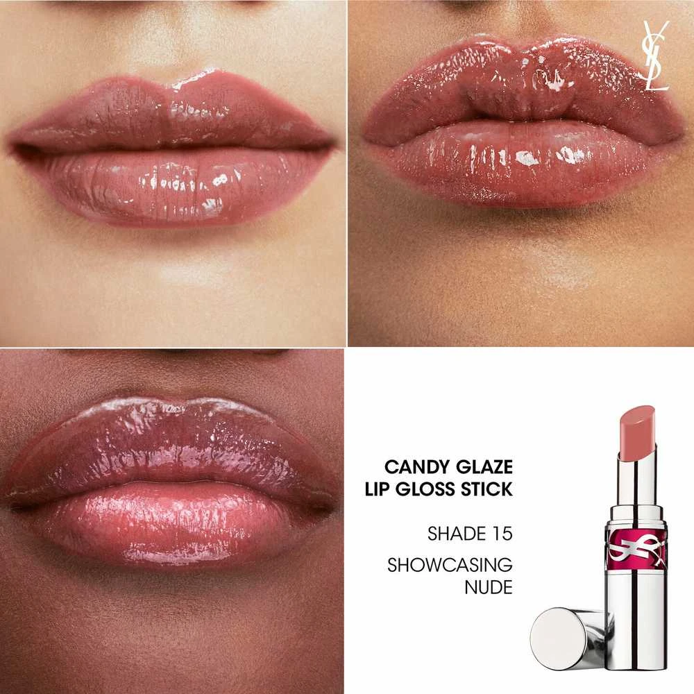 Yves Saint Laurent Loveshine Candy Glaze Lūpų balzamas ir blizgis viename, 3.2 g | Spalva: 15 Showcase Nude