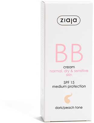 Ziaja BB kremas normaliai, sausai ir jautriai odai SPF 15 tamsus/persikų tonas (BB Kreminis) 50 ml