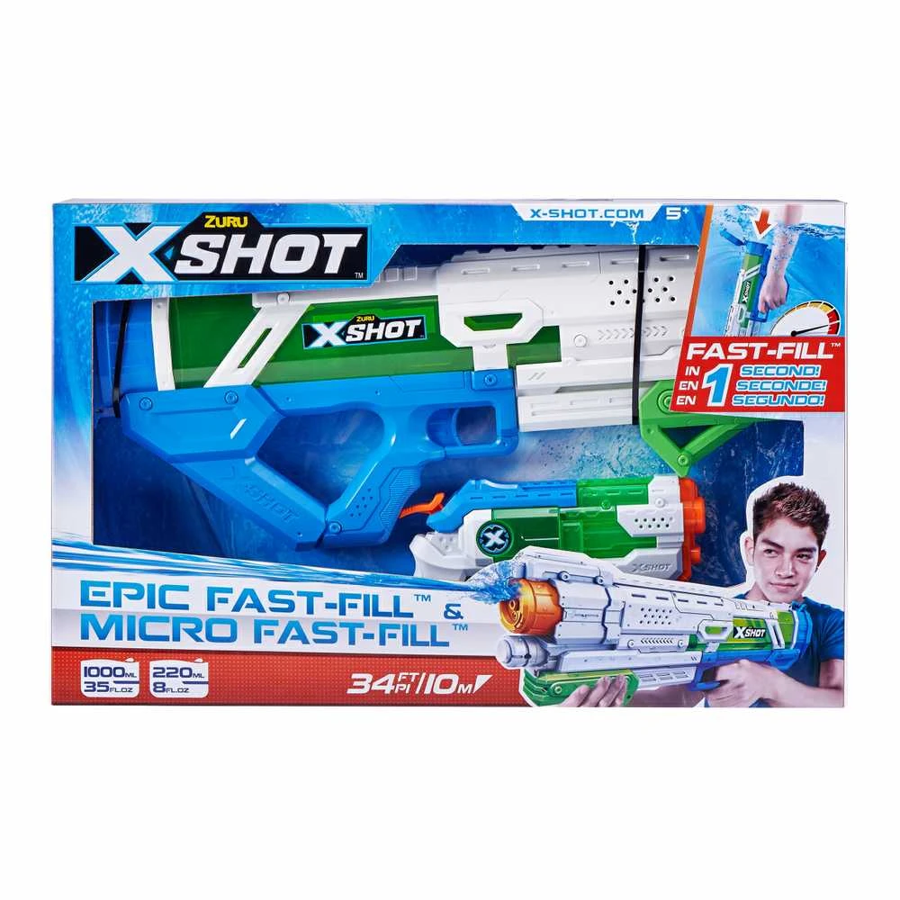 XSHOT žaislinių vandens šautuvų rinkinys Epic Fast-Fill ir Micro Fast-Fill, 56222 aprašymas - Prekės nuotrauka