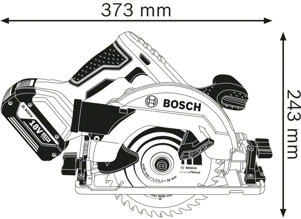 Akumuliatorinis diskinis pjūklas Bosch GKS 18V-57 G Professional, LB, be akumuliatoriaus ir kroviklio