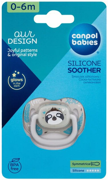 CANPOL BABIES silikoninis simetriškas čiulptukas, 0-6M, EXOTIC (sloth), 34/920_leni aprašymas - Prekės nuotrauka