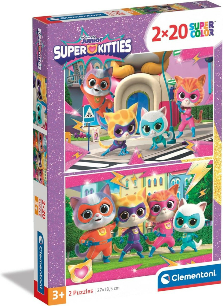Clementoni Dėlionė 2x20 vnt. - SuperKitties aprašymas - Prekės nuotrauka